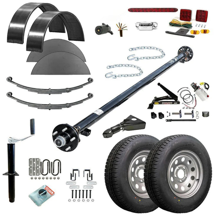 AD08 - 5' x 8' 3.5K Dump Bed Trailer Kit With Hydraulics