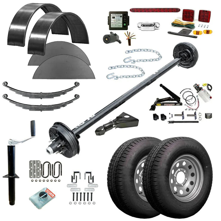 AD08 - 5' x 8' 5.2K Dump Bed Trailer Kit With Hydraulics